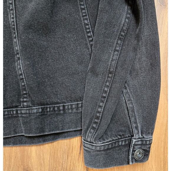 RH Ruff Hewn Studded Black Denim Button Up Jean Jacket Long Sleeves Size PL - Picture 6 of 10